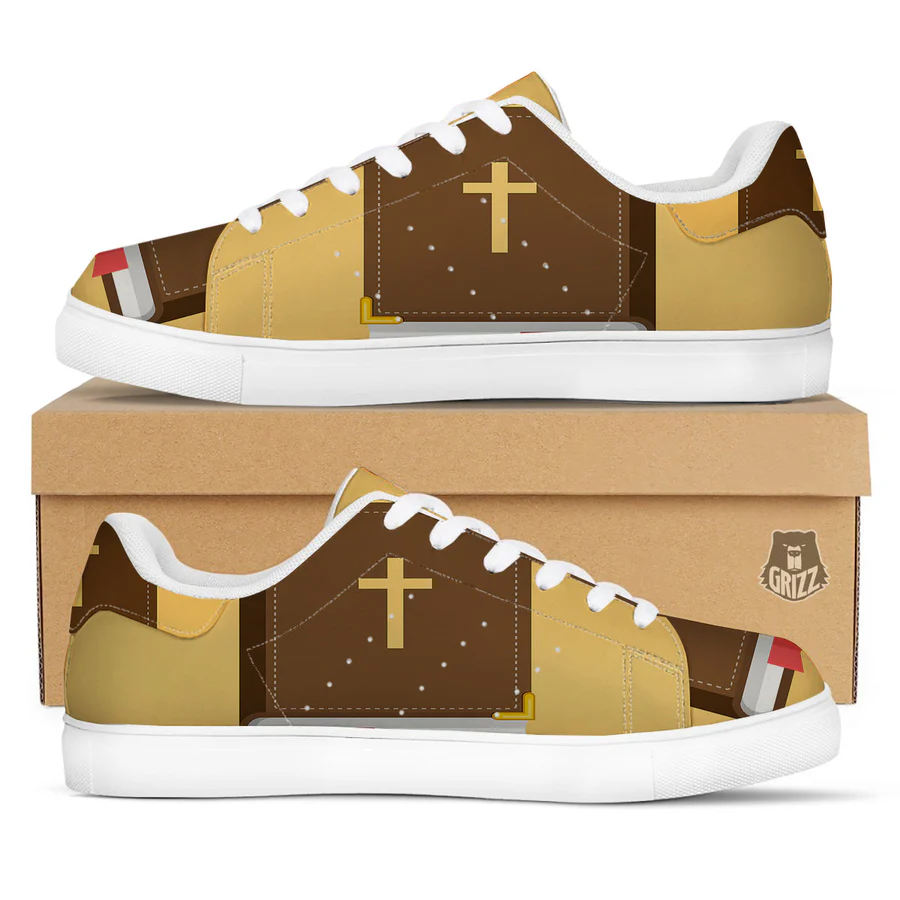 Holy Bible Christian Print White Low Top Sneakers